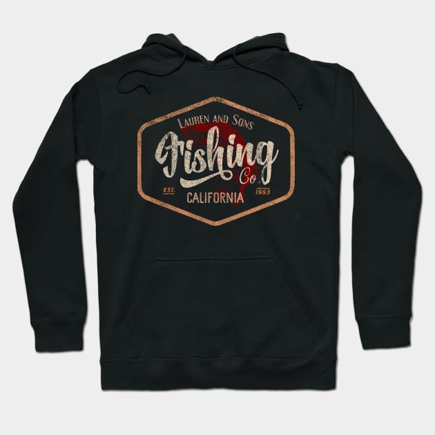 Fishing Company Company distressed retro logo badge Hoodie by SpaceWiz95